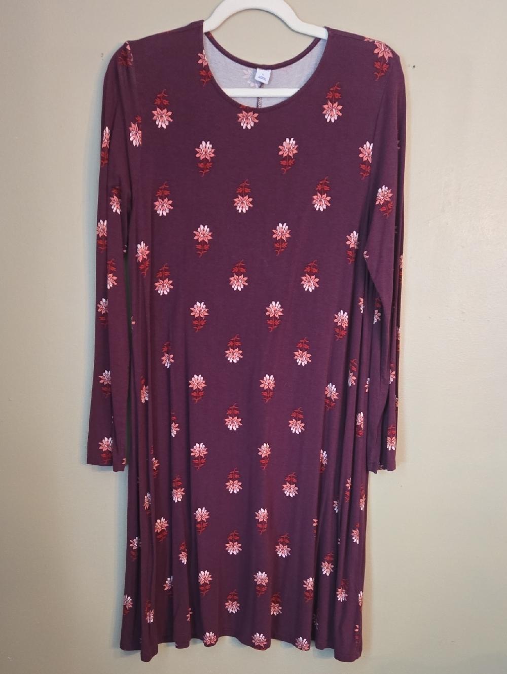 Old Navy - Long Sleeve Floral Swing Dress in Plum